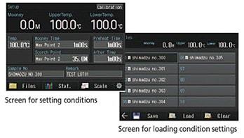 Screen for setting conditions/Screen for loading condition settings