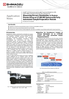 Measuring Primary Metabolites in Human Plasma Using an LC/MS/MS System with Fully Automated Sample Preparation Module