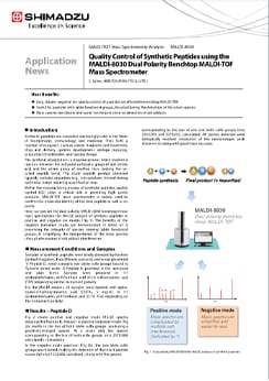Quality Control of Synthetic Peptides using the MALDI-8030 Dual Polarity Benchtop MALDI-TOF Mass Spectrometer