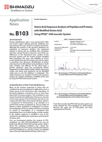 Amino Acid Sequence Analysis of Peptides and Proteinswith Modified Amino Acid Using PPSQ™-50A Isocratic System